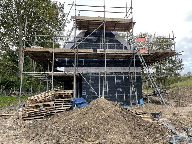 scaffolding around barn conversion, lewes east sussex