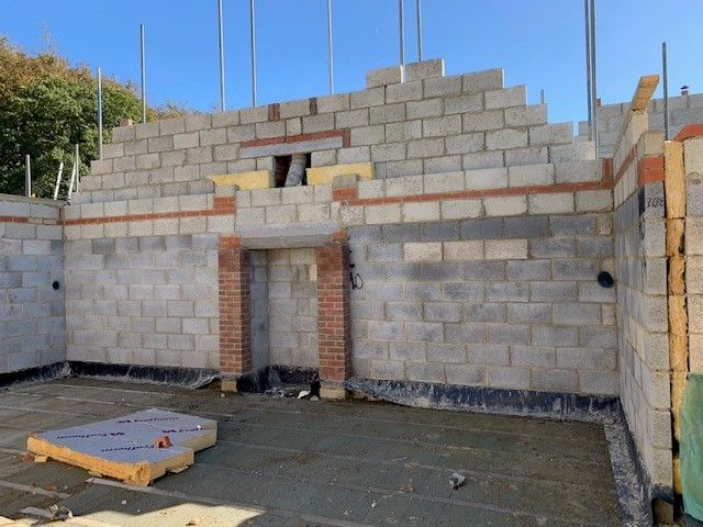 wall at Challock Kent new build