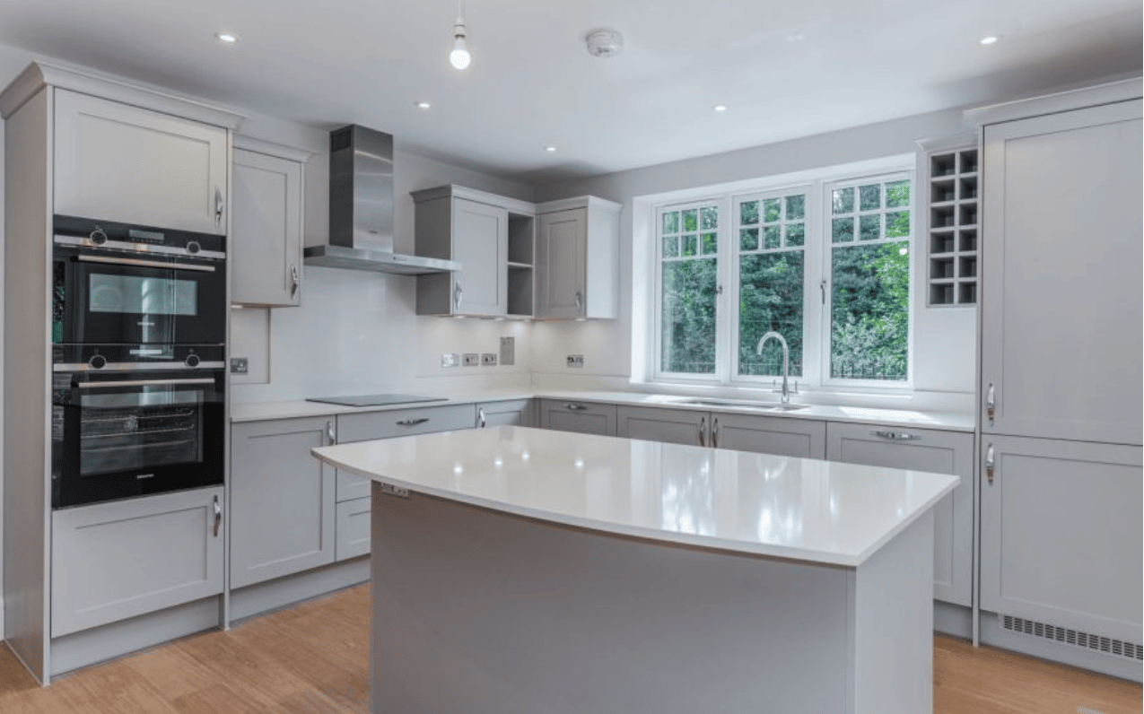 completed kitchen at new build property development surrey