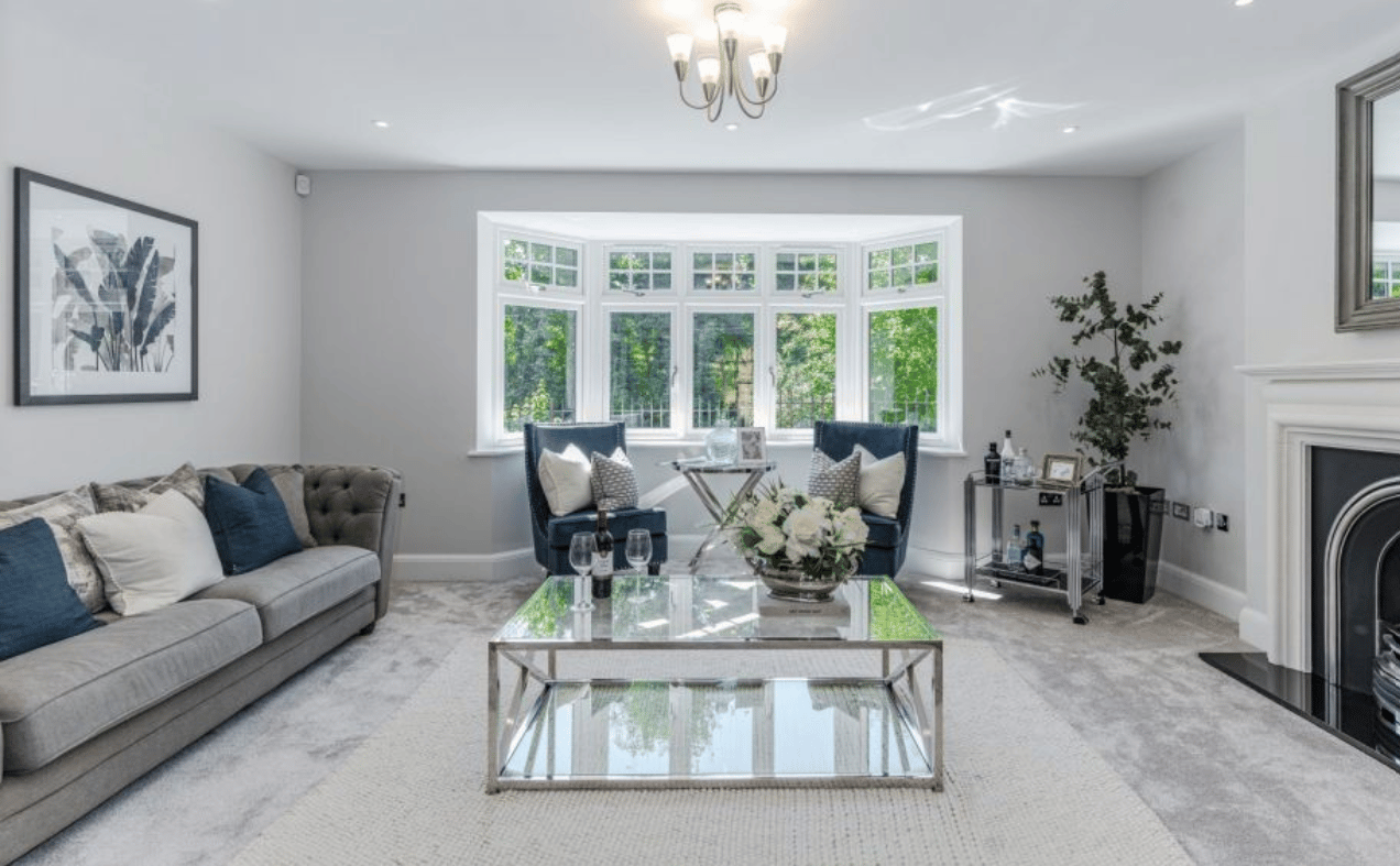 completed living room in new build property development - haslemere, Surrey