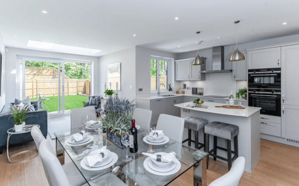 completed kitchen diner - haslemere Surrey new build development