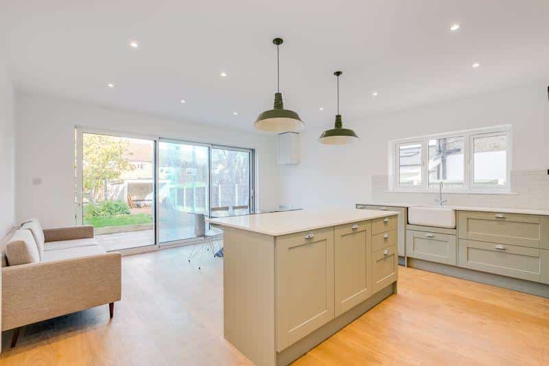 New kitchen diner at bungalow conversion in ware, hertfordshire