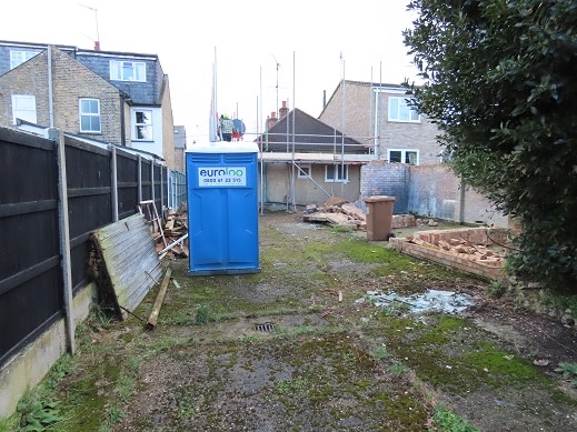 Back garden at Hertfordshire bungalow conversion project