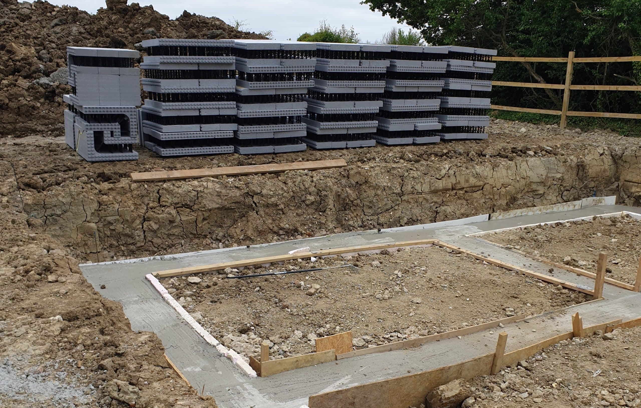 ICF blocks stacked up and ready for installation