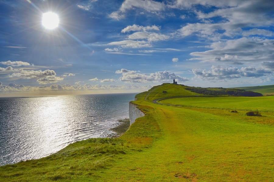 South Downs rolling hills and chalky cliffs