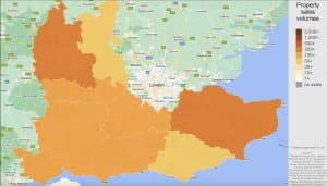 property sales volume by location in south east england